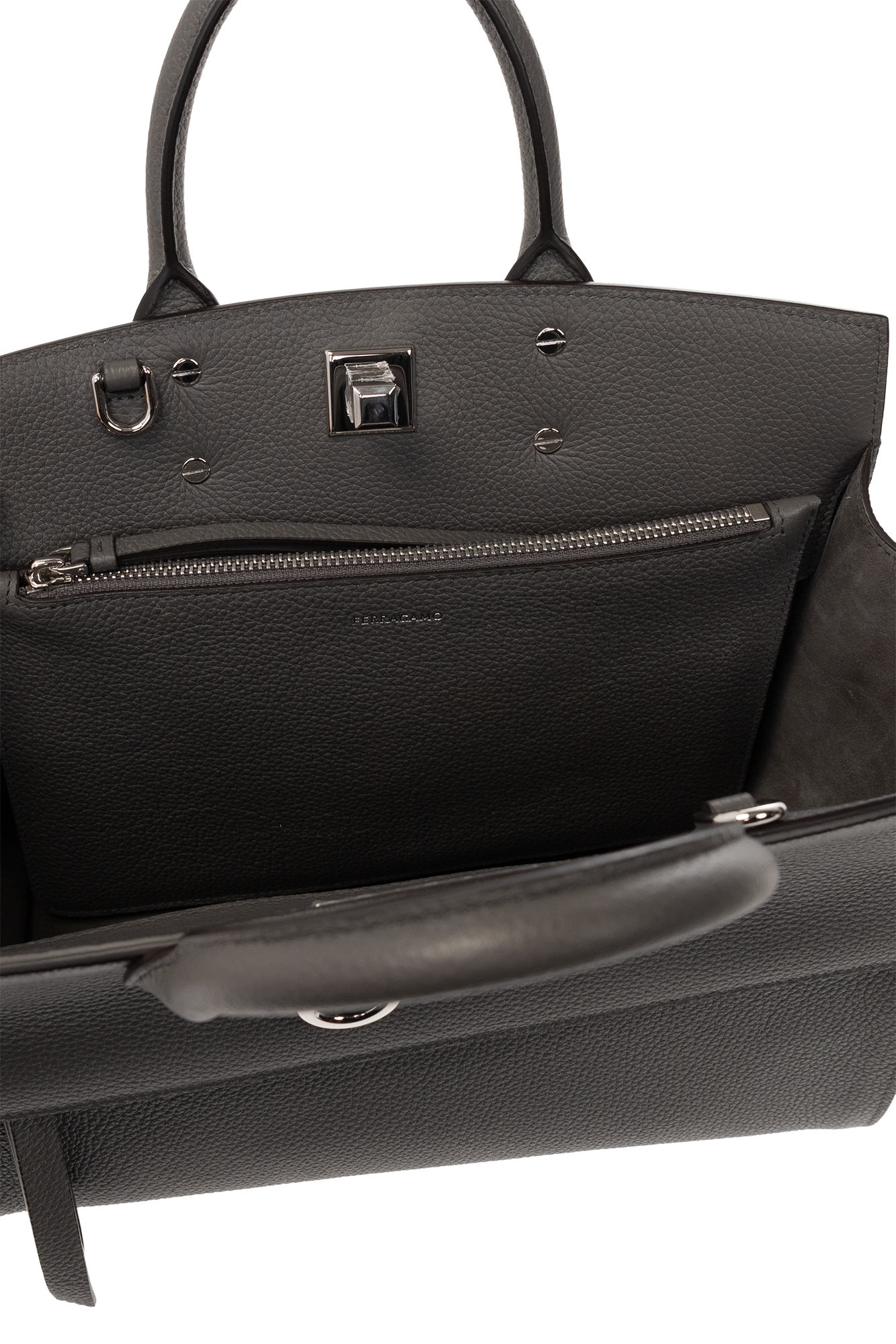 【送料&関税込】Ferragamo Grey Suede Shoulder Bag Ferragamo Suede shoulder bag Salvatore Ferragamo
